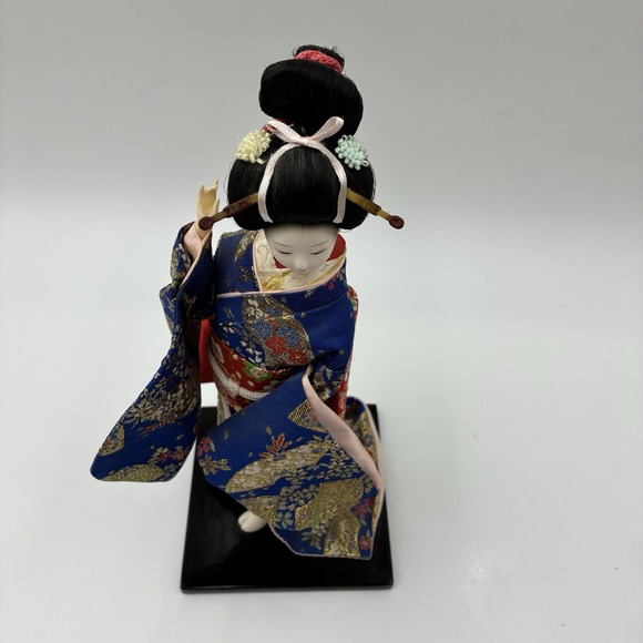 Vintage Doll Japanese Geisha Figurine In Kimono w / Base 12" tall Rare Collect - Picture 11 of 11